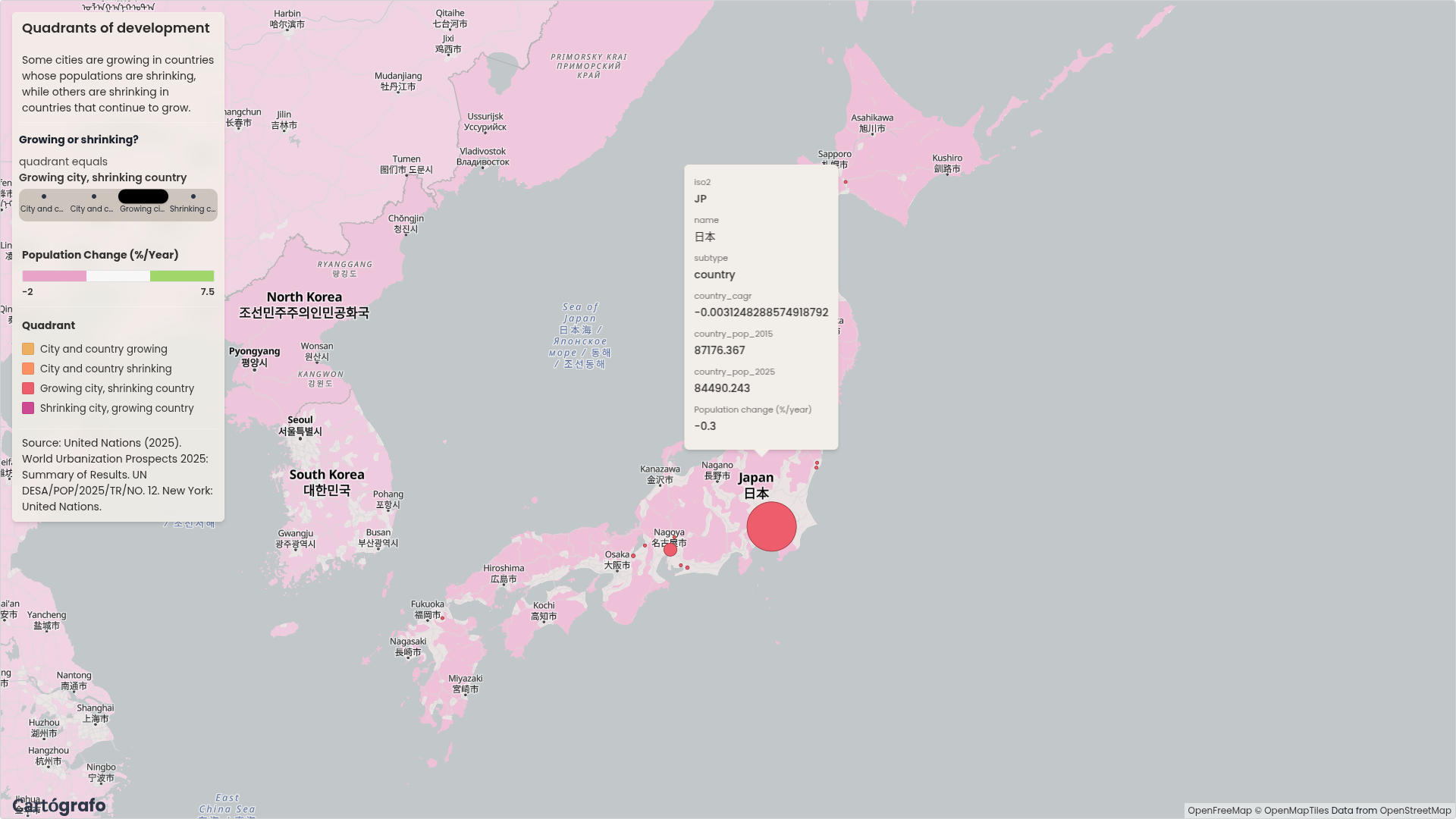 Tokyo selected as a growing city in a shrinking country