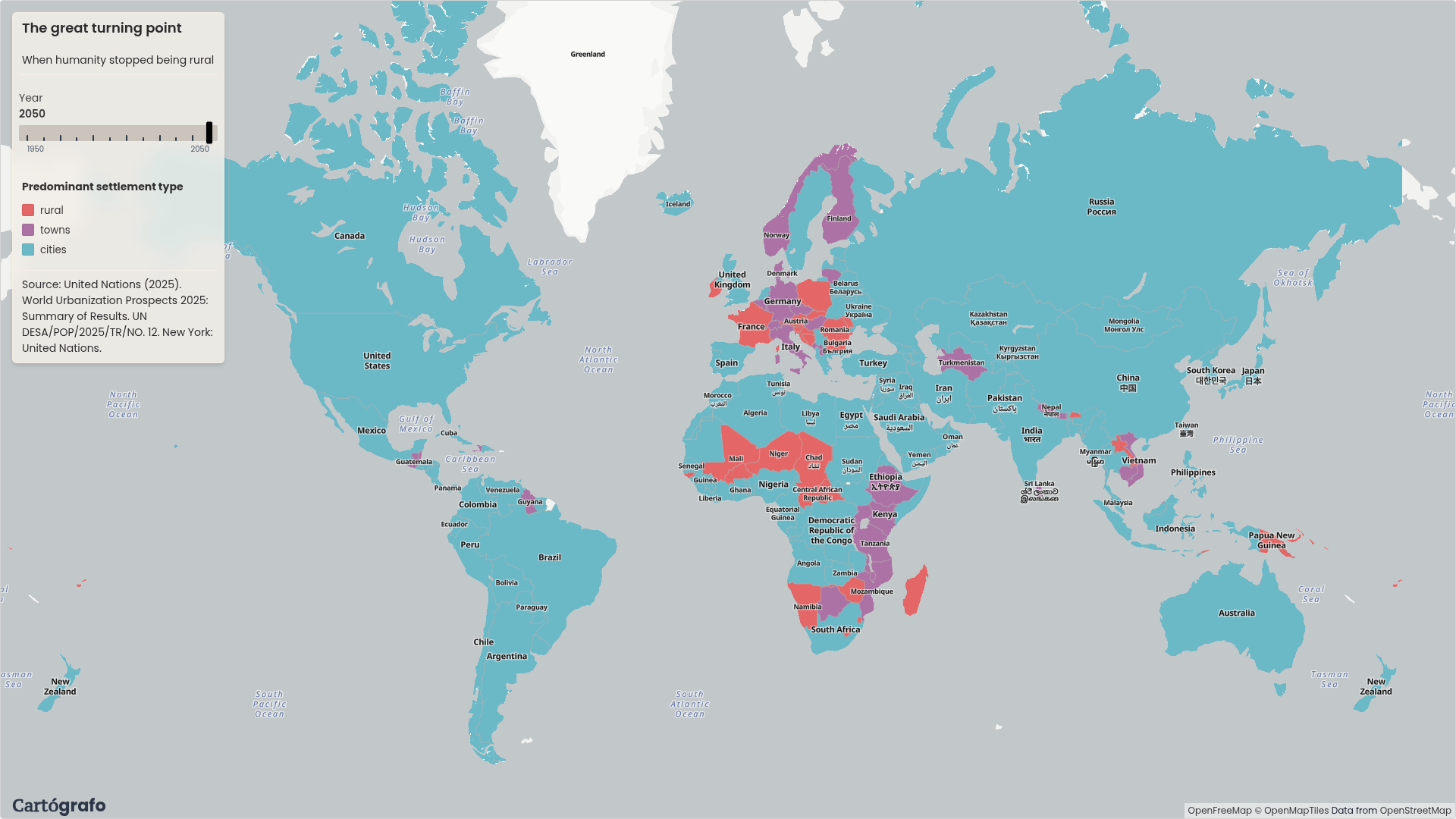Some European countries are still not city-dominant in 2050